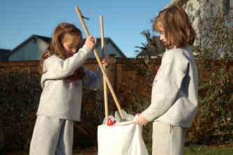sisters doing their chores