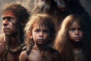 caveman and kids