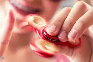 girl playing with fidget spinner